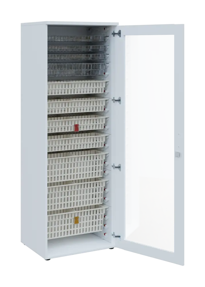 EUROMEDICA S - 66 skříň léková boxová, 1-dveřová/prosklená, pravá, 1950x660x535, korpus bílý, dvířka bílá